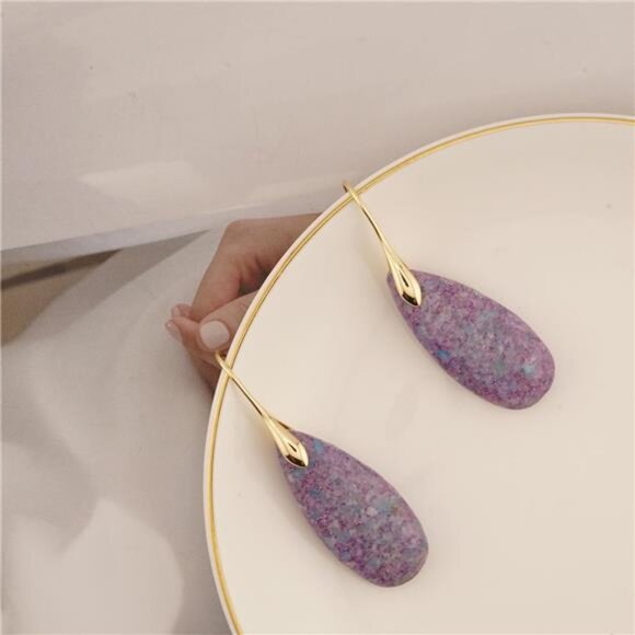 Emperor Stone Teardrop Earrings – Unique Natural Stone, Dazzling - Picture 3 of 4